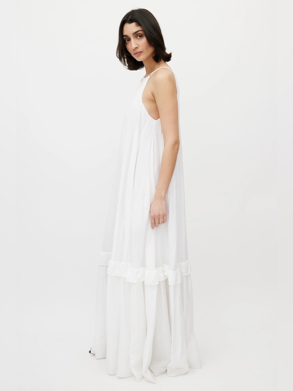 STAUD Wayfaring White Maxi Dress XS Ruffle Tiered NWT $495